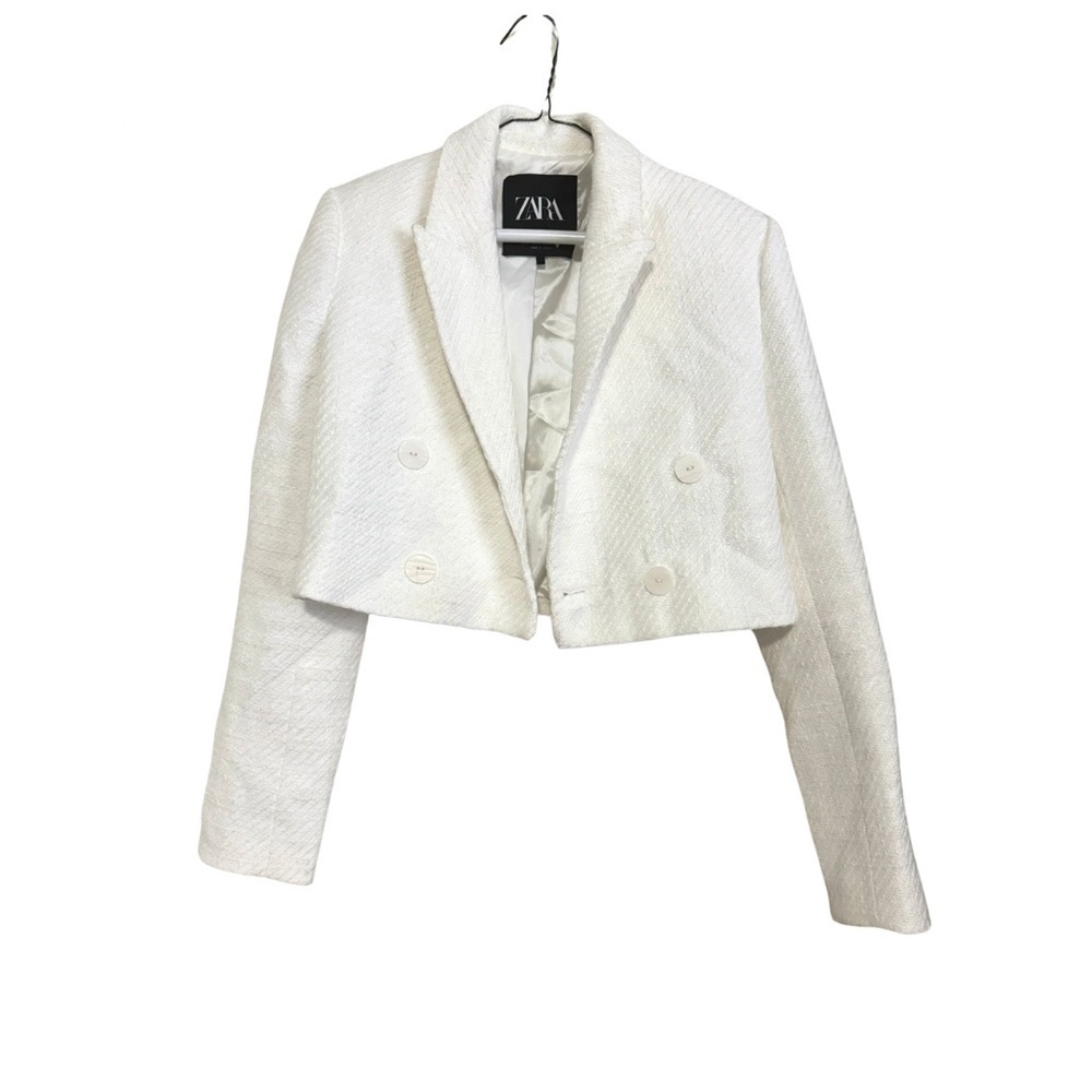 Zara Oyster-White Cropped Blazer Size: S